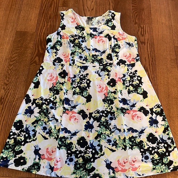 ELLOS Plus FLORAL shift dress jersey stretch lounge dress sleeveless 22.24 1X - Picture 8 of 8